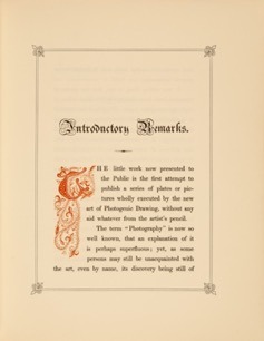 The Pencil of Nature. Talbot's Introductory Remarks